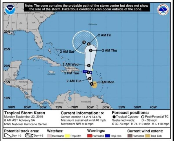 FB IMG 1569253483967 600x487 - Emite advertencias para Puerto Rico, las Islas Vírgenes Por La tormenta tropical Karen