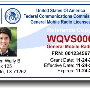 GMRSLicensePhoto 300x299 - Todo sobre General Mobile Radio Service (GMRS) segun la FCC