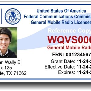 General Mobile Radio Service (GMRS) GMRSLicensePhoto